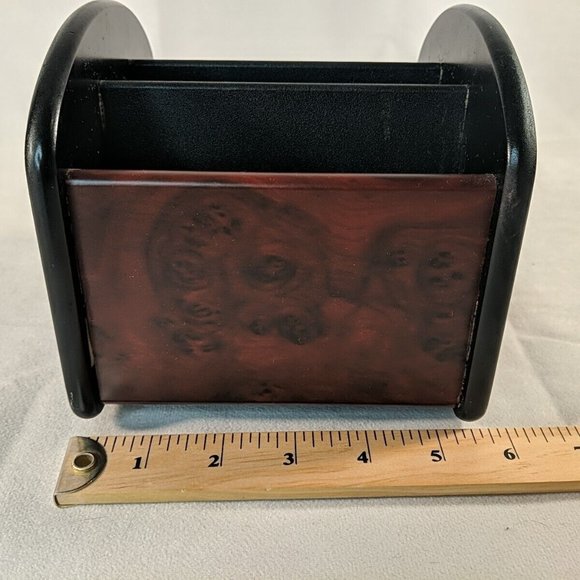 Wooden Remote Control Holder Spinning Rotating Brown Black Caddie Desk Organiser - Picture 13 of 15